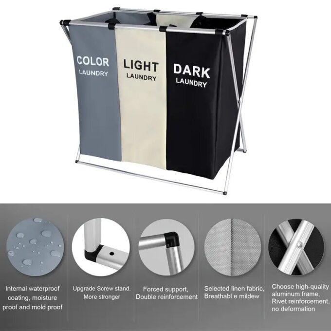 Cesto De Ropa sucia Plegable 3 Espacios